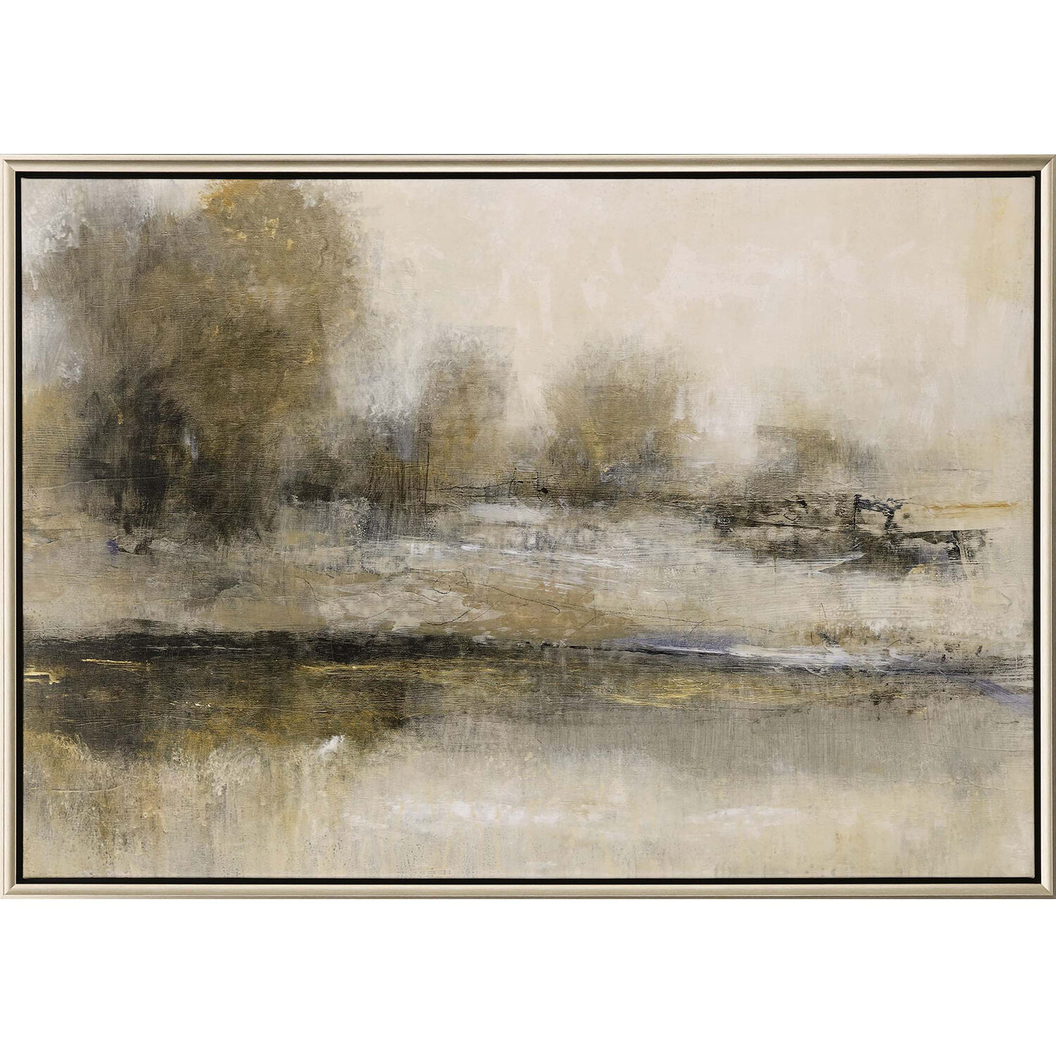 Gilt Landscape Neutral and Beige and Metallic and Black Canvas