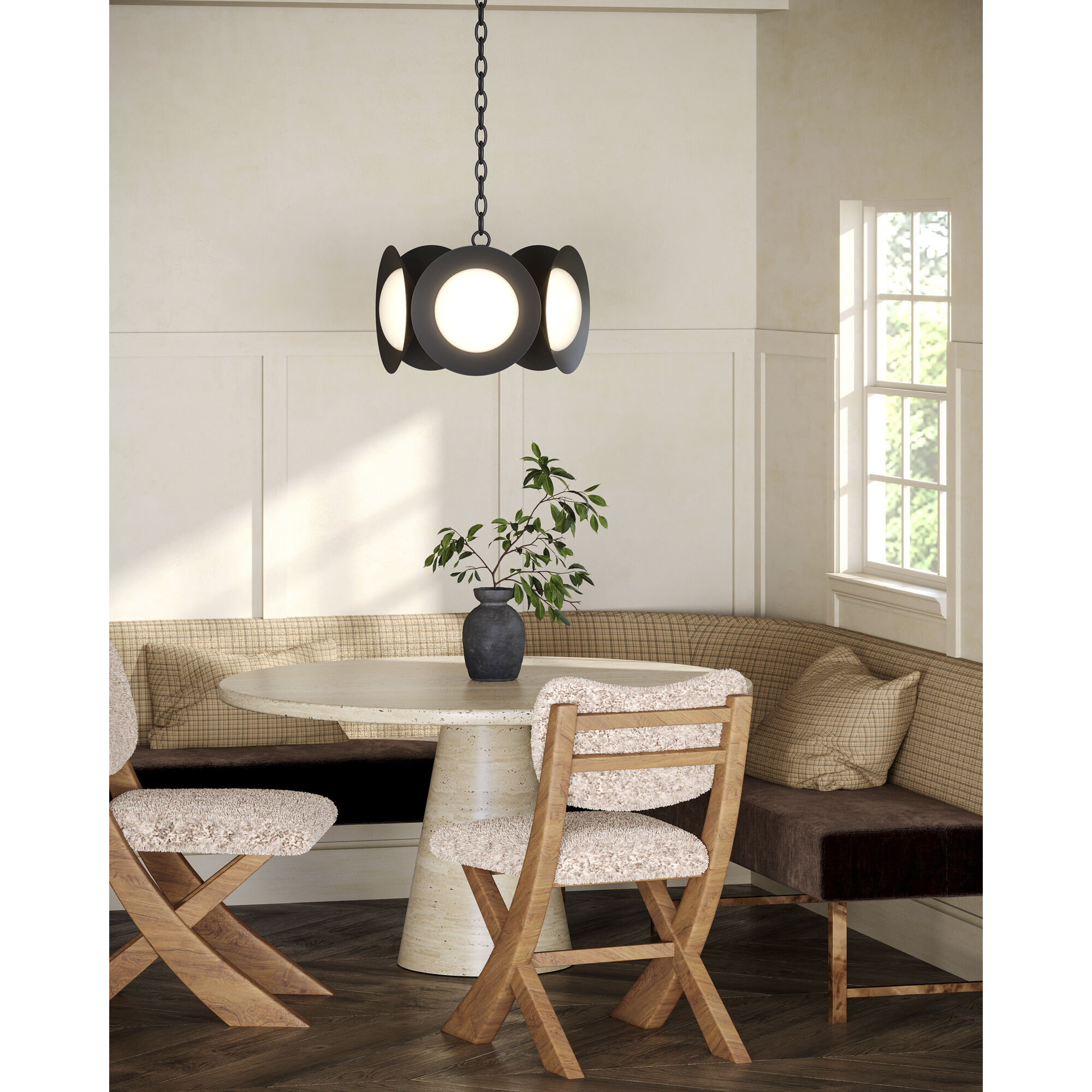 Cleo LED 16 inch Black/Opal Glass Chandelier Ceiling Light