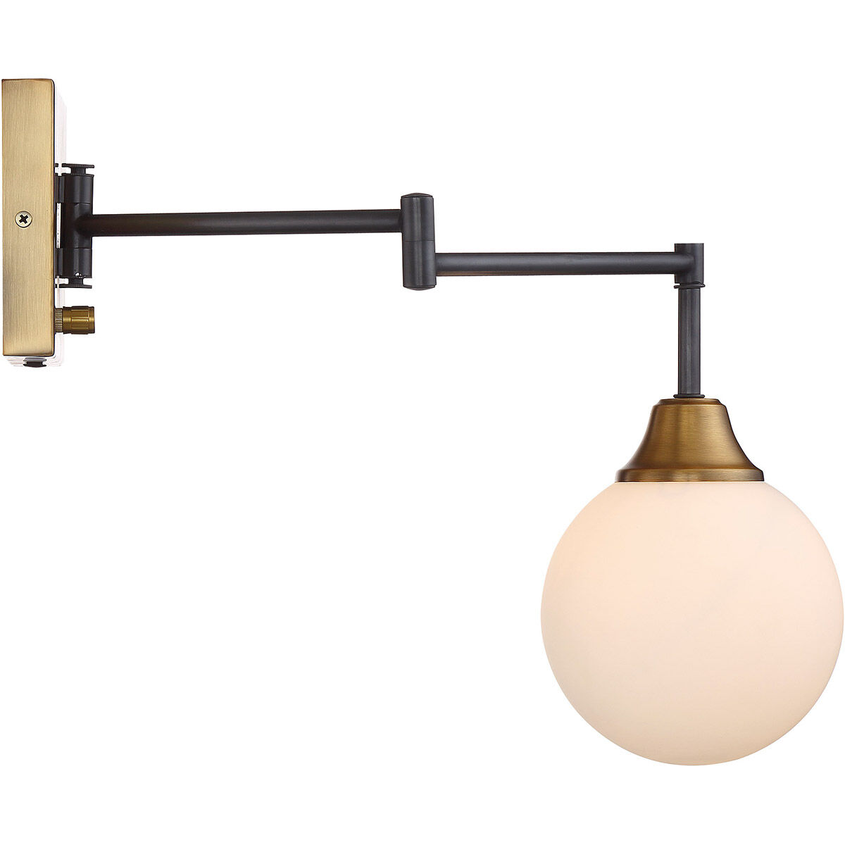 Mid-Century Modern 6 inch 60.00 watt Oiled Rubbed Bronze with Natural Brass Adjustable Wall Sconce Wall Light