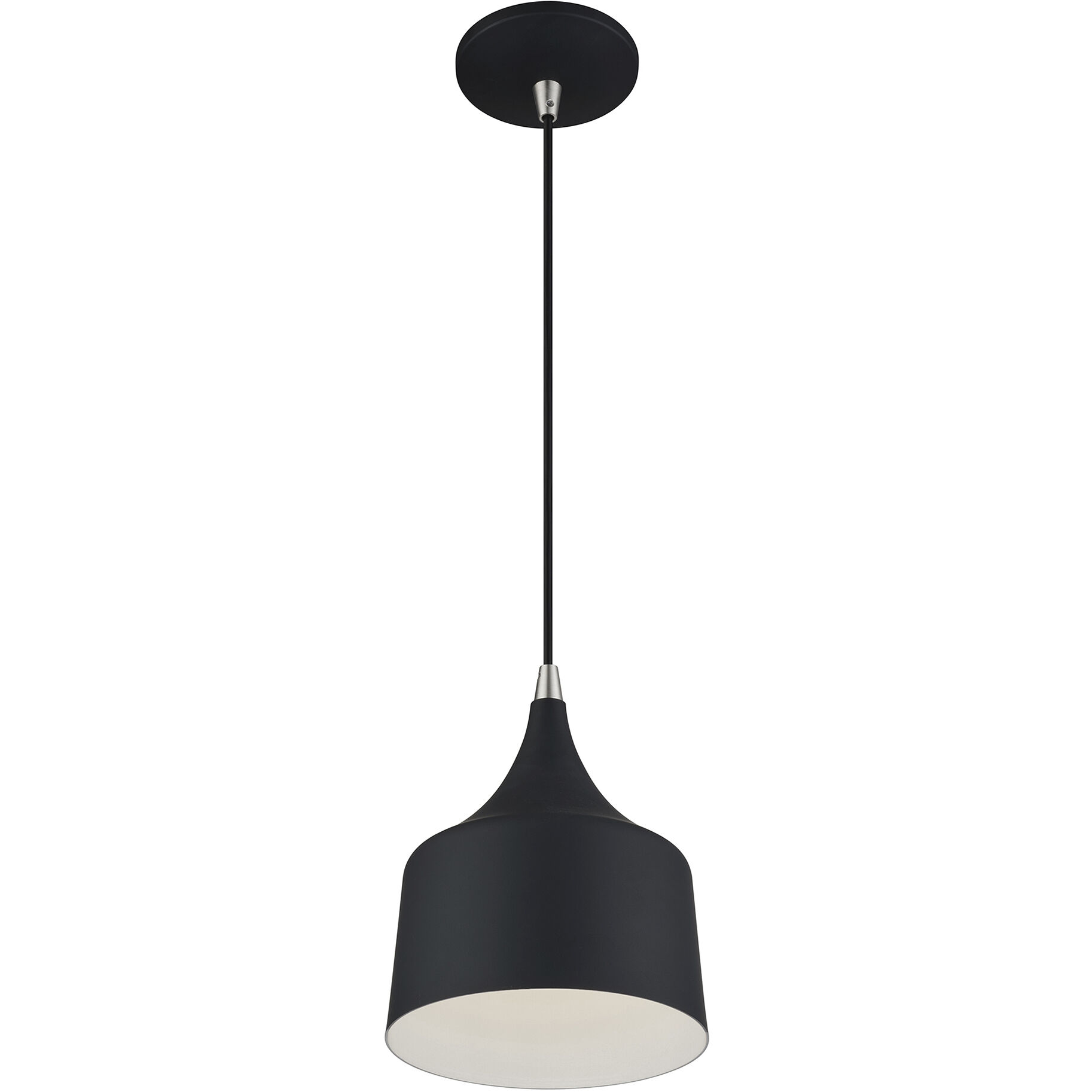Bolita 8 inch Black with Brushed Nickel Accents Pendant Ceiling Light