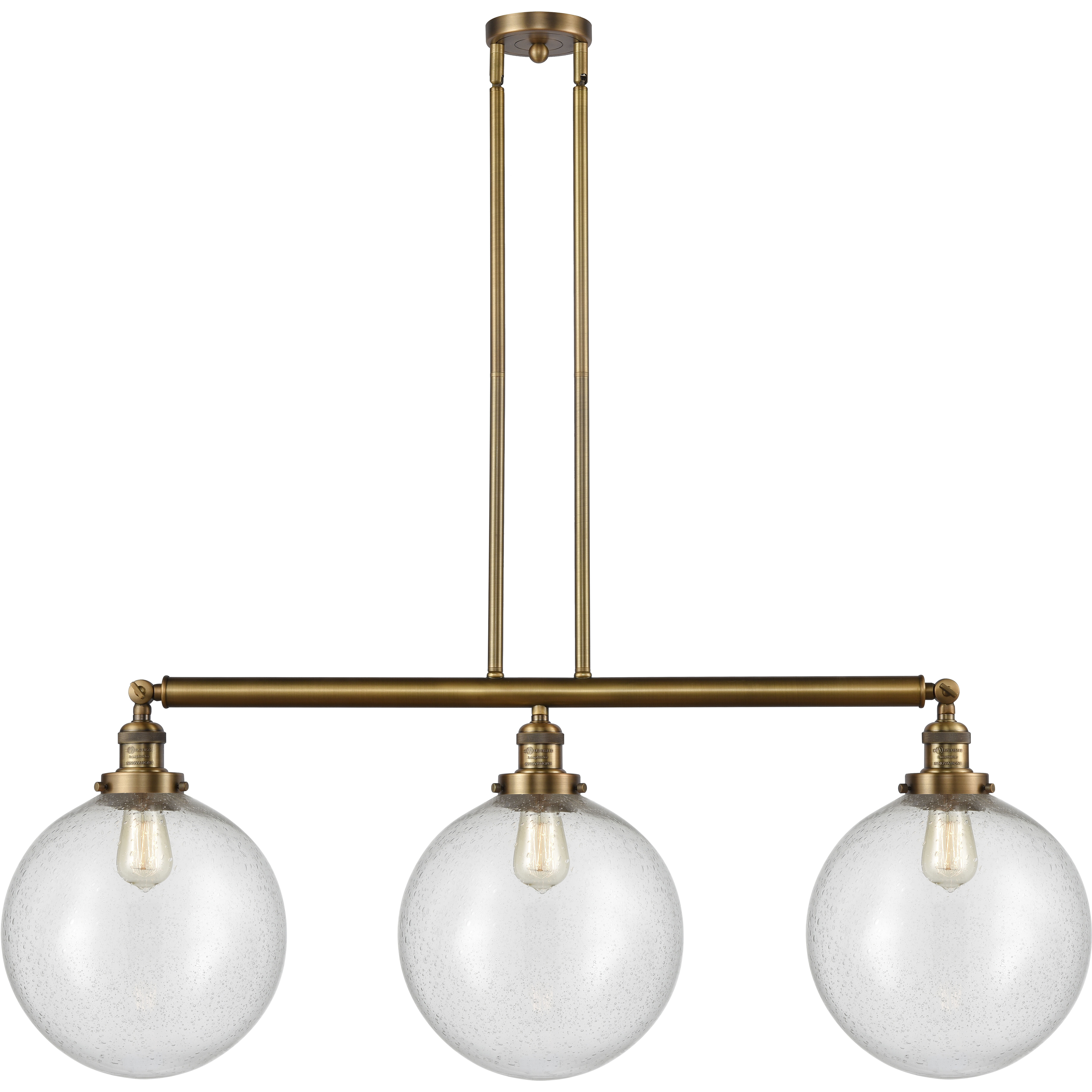 Franklin Restoration XX-Large Beacon LED 44 inch Brushed Brass Island Light Ceiling Light in Seedy Glass, Franklin Restoration