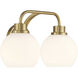 Contemporary 2 Light 16 inch Natural Brass Bathroom Vanity Light Wall Light
