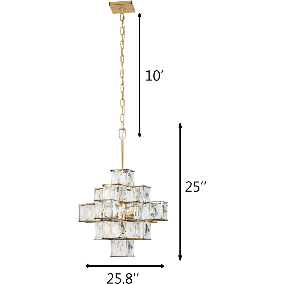 Cubic 6 Light 25.8 inch Calypso Gold Chandelier Ceiling Light