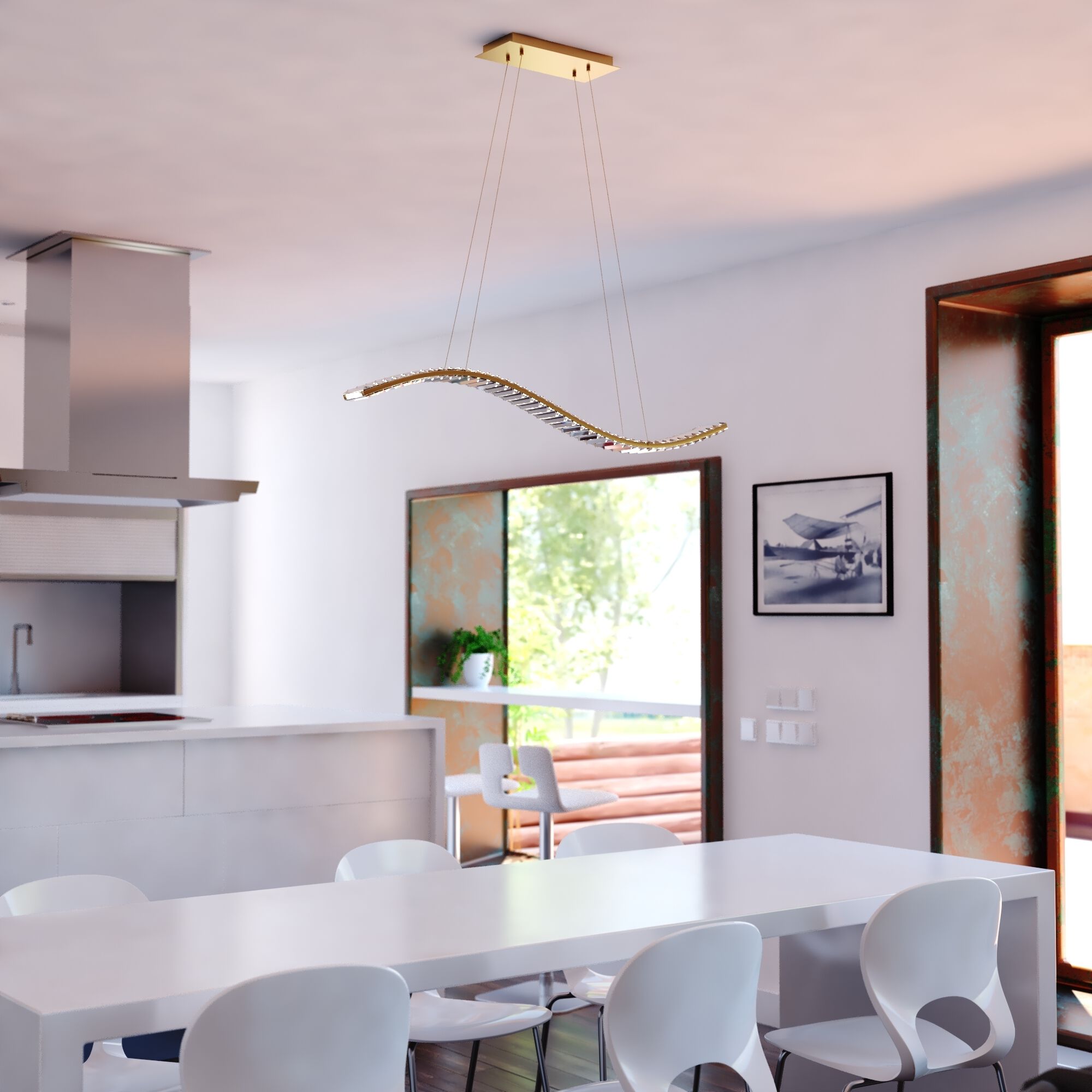 Edgewater LED 37.5 inch Gilded Brass Linear Chandelier Ceiling Light