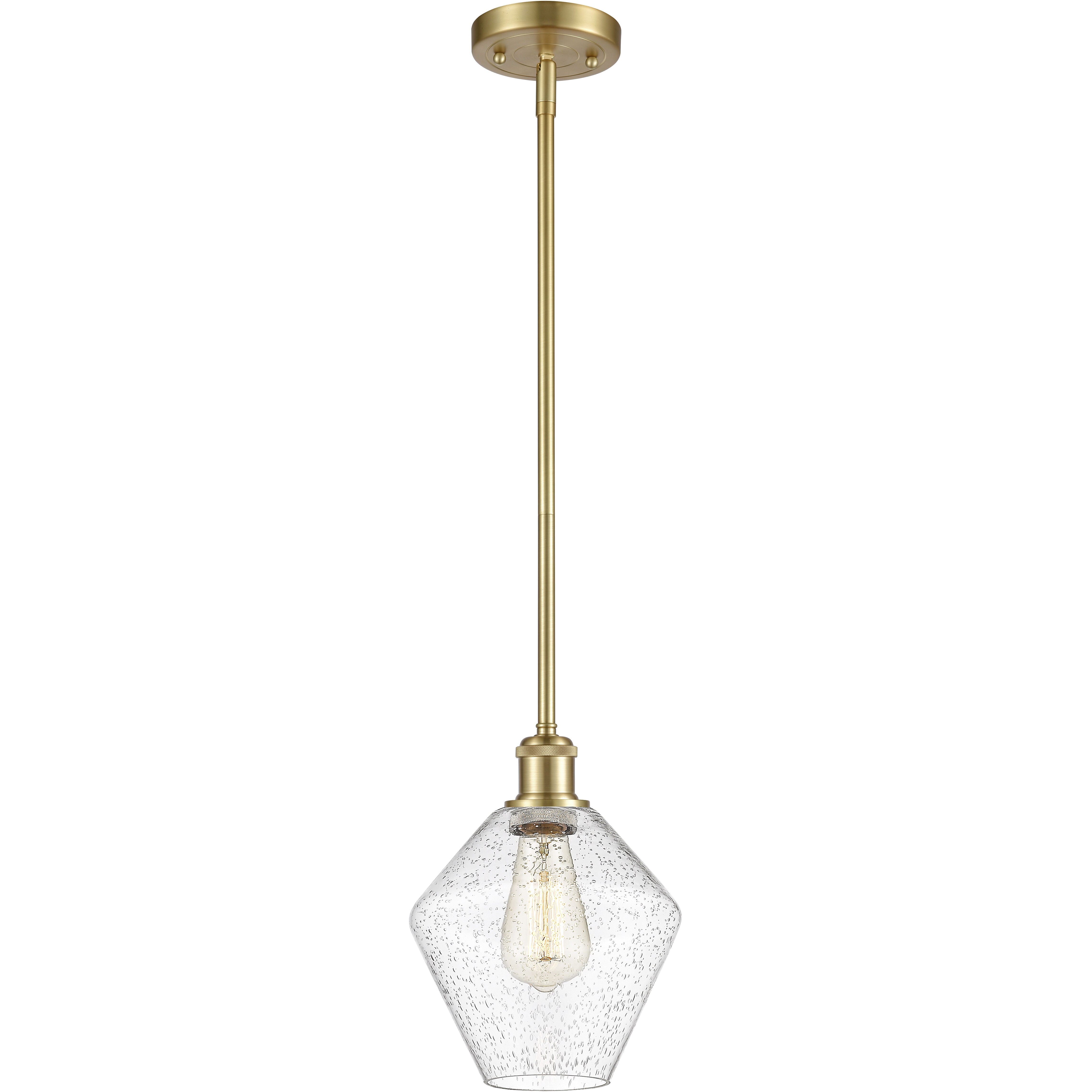 Ballston Cindyrella 1 Light 8 inch Satin Gold Mini Pendant Ceiling Light in Incandescent, Seedy Glass