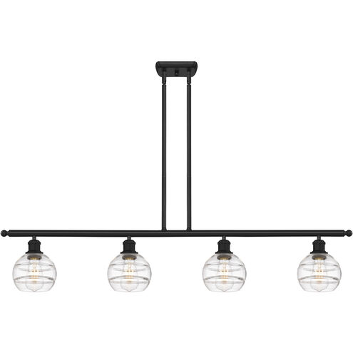 Ballston Rochester 4 Light 48 inch Matte Black Stem Hung Island Light Ceiling Light