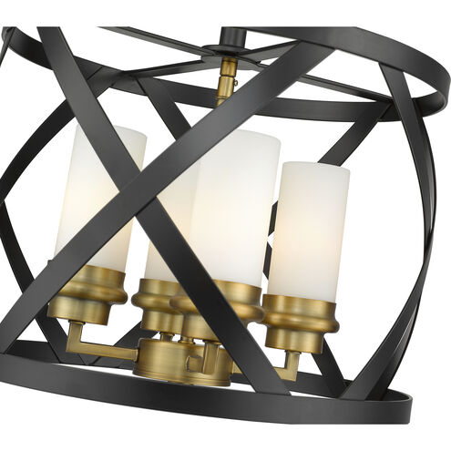 Malcalester 4 Light 15 inch Matte Black and Olde Brass Semi Flush Mount Ceiling Light