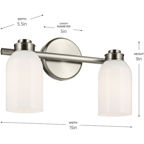 Shae 2 Light 15 inch Brushed Nickel Vanity Light Wall Light