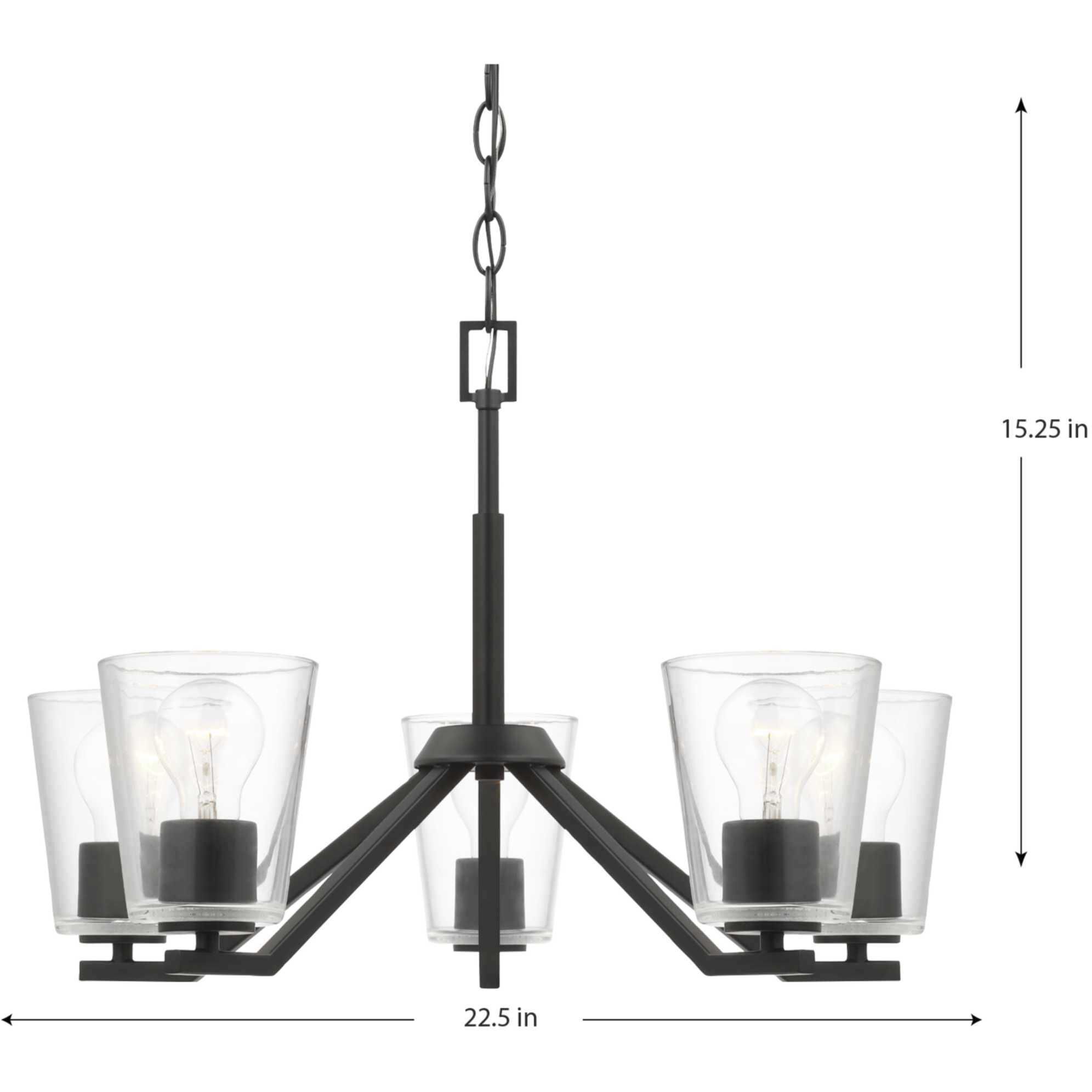 Vertex 5 Light 22.5 inch Matte Black Chandelier Ceiling Light