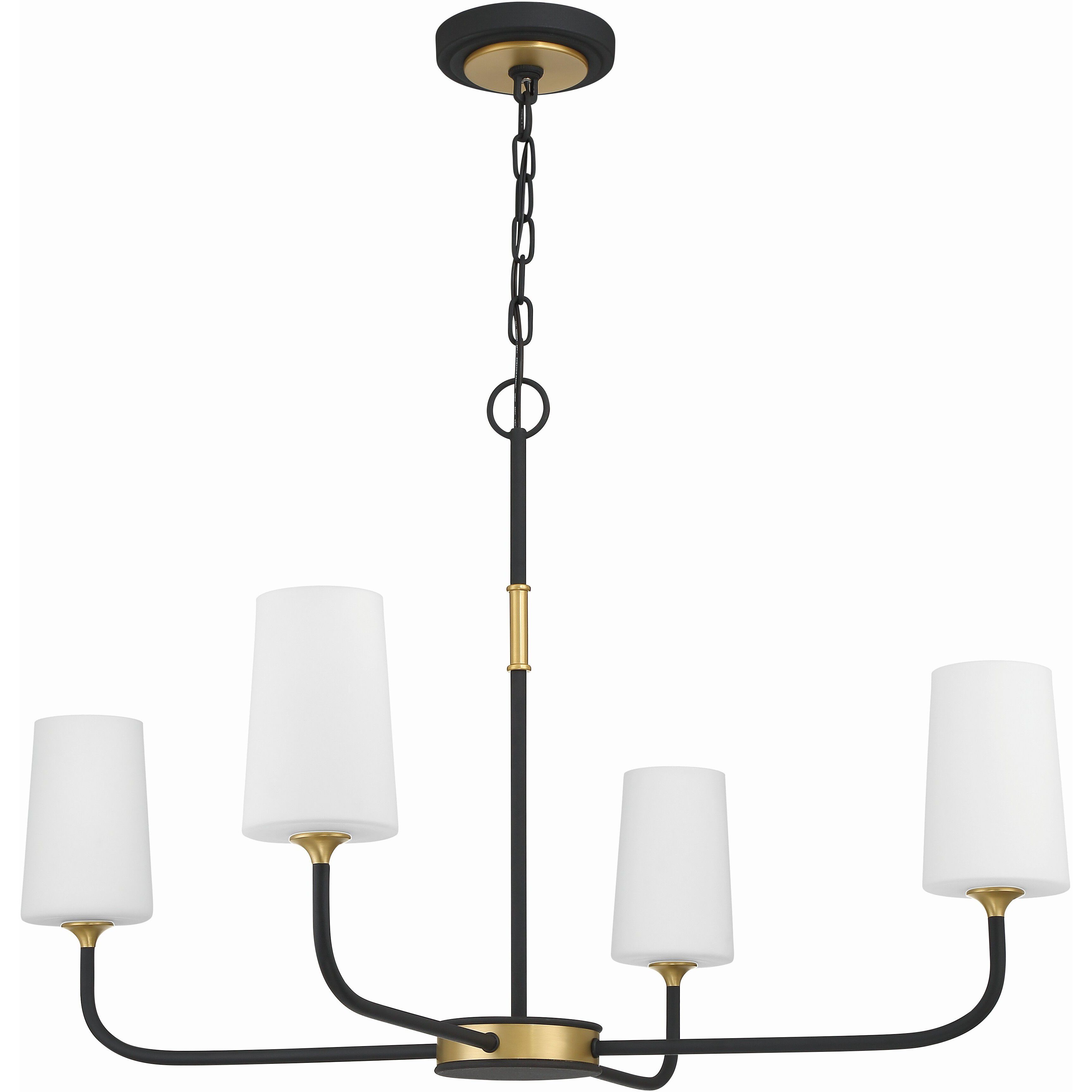 Niles 4 Light 34 inch Black Forged and Modern Gold Chandelier Ceiling Light