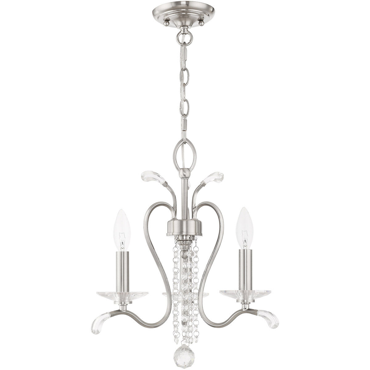 Serafina 3 Light 16.5 inch Brushed Nickel Convertible Mini Chandelier/Ceiling Mount Ceiling Light