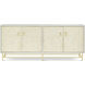Judith Leiber Couture 80 X 19 inch Feather / Solstice / Polished Brass Credenza, Wooden, 4-Door