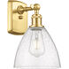 Ballston Ballston Dome 1 Light 8 inch Satin Gold Sconce Wall Light in Seedy Glass