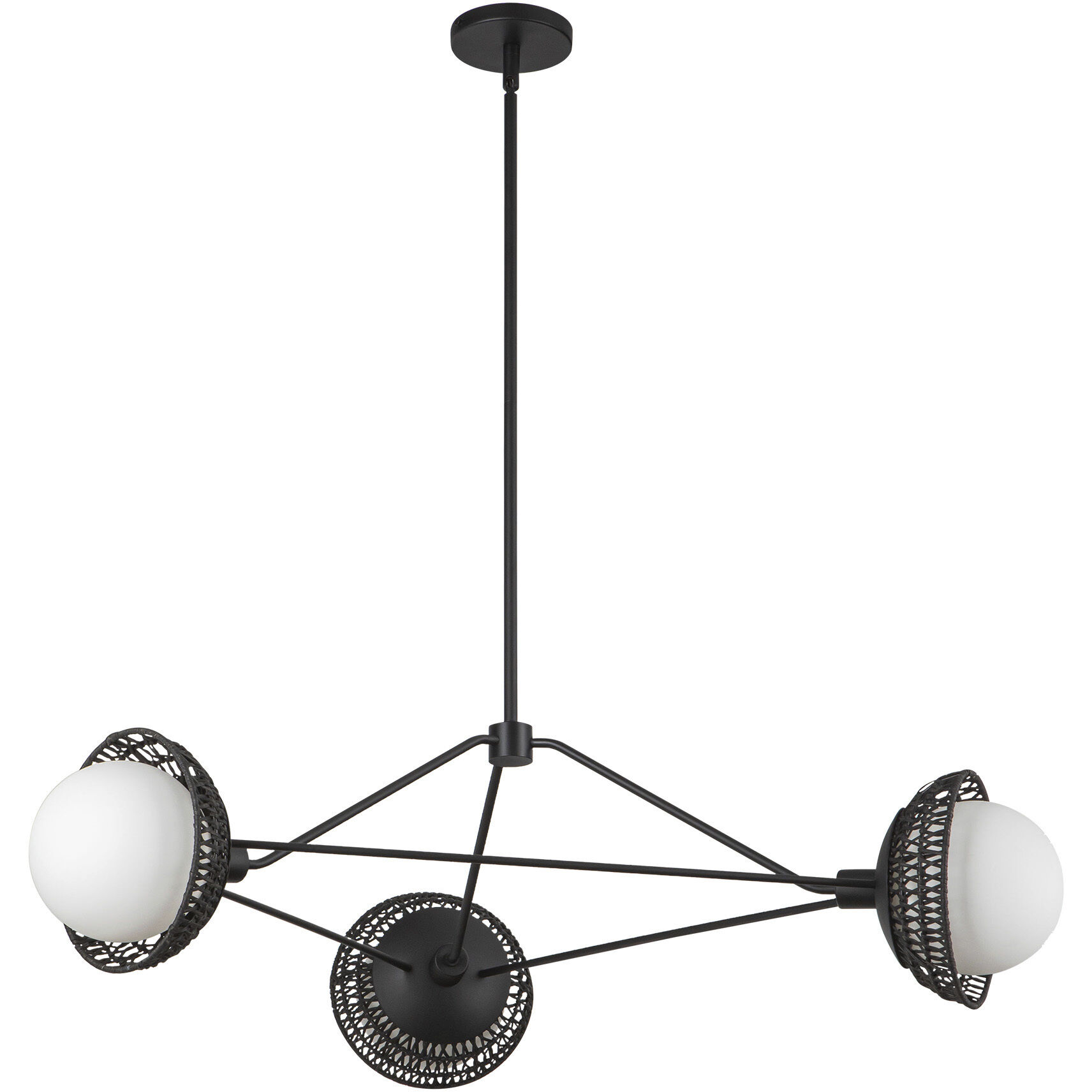 Alora Mood Perth 3 Light 39.88 inch Matte Black/Opal Glass Chandelier Ceiling Light