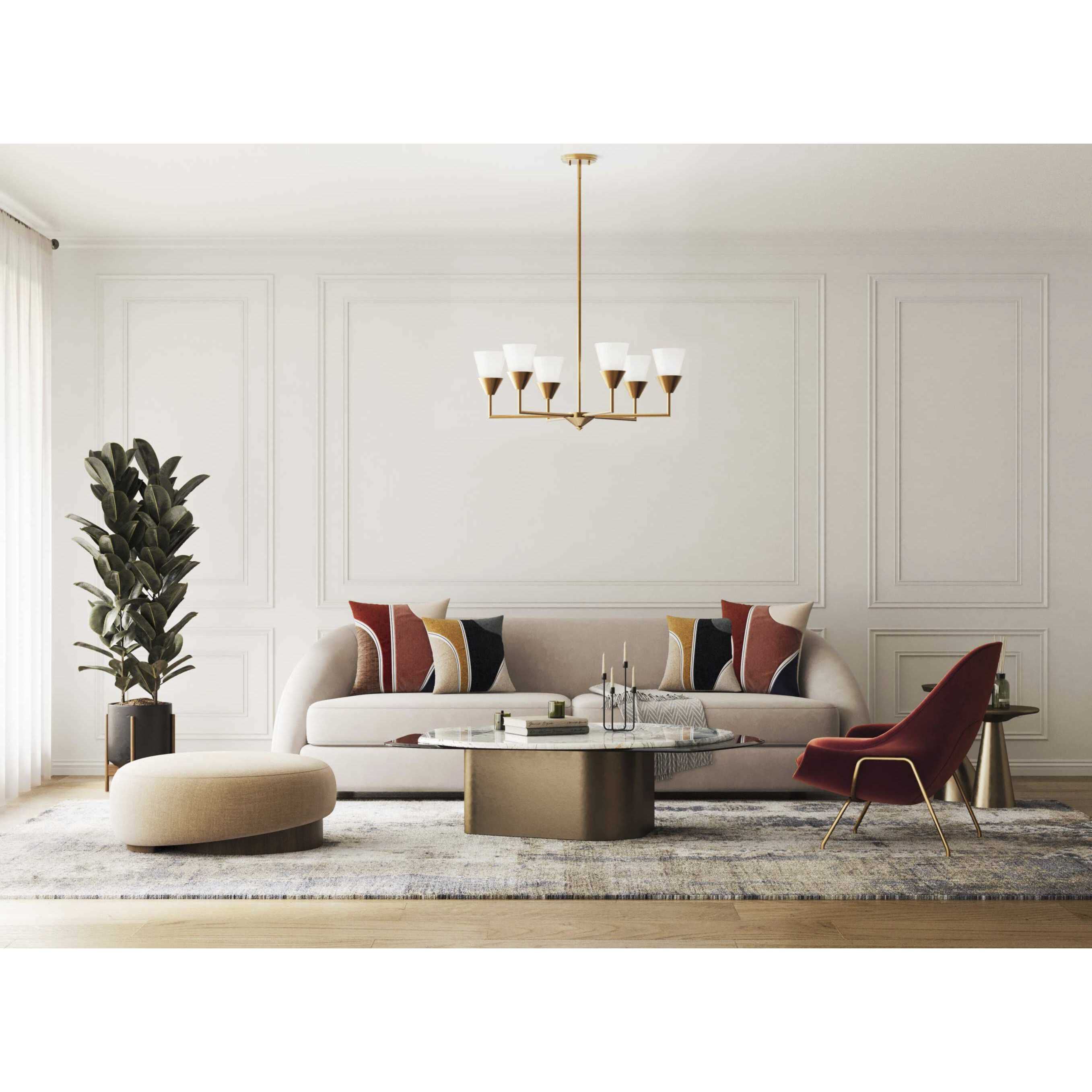 Pinellas 6 Light 30 inch Soft Gold Chandelier Ceiling Light, Design Series