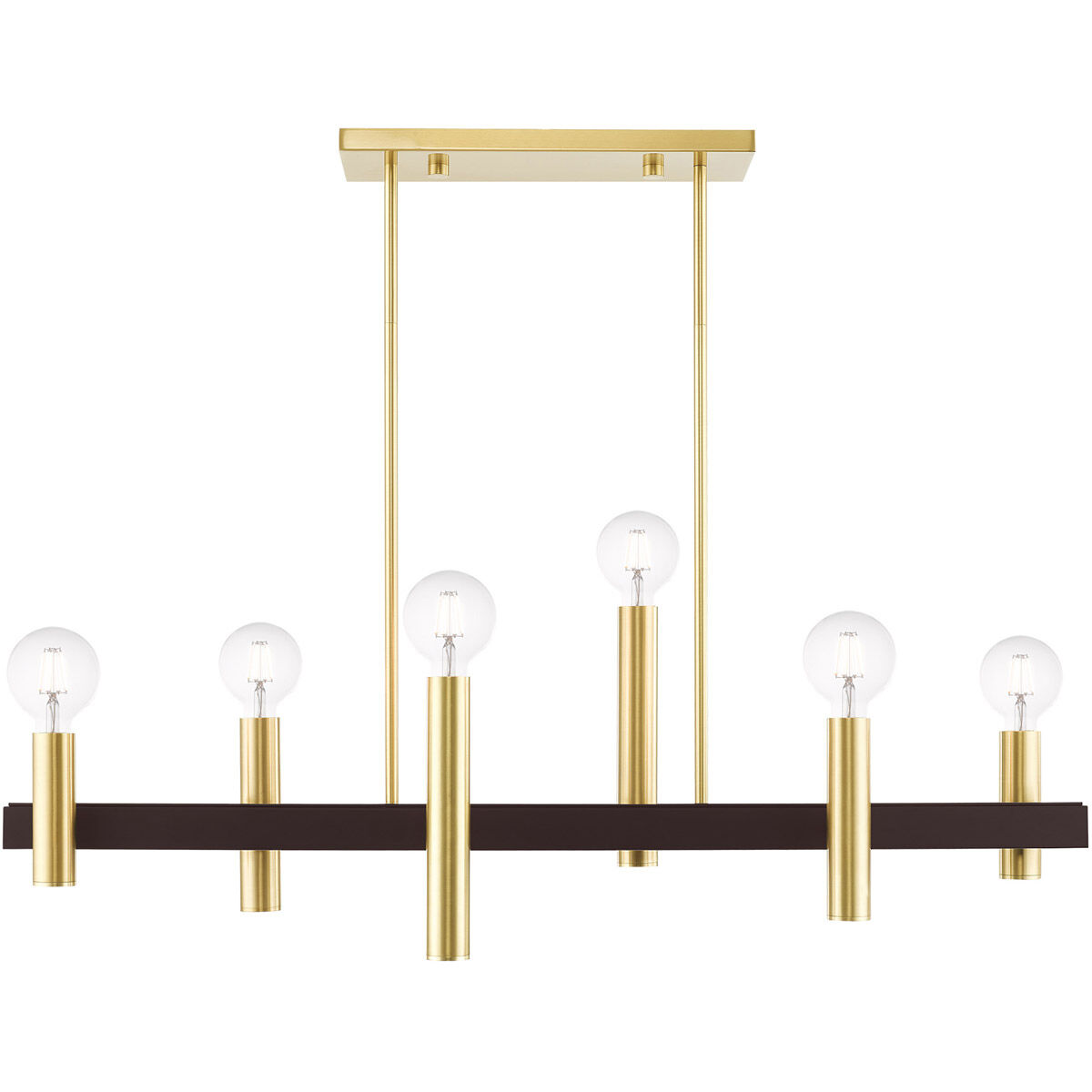 Helsinki 6 Light 8.25 inch Satin Brass with Bronze Accents Chandelier Ceiling Light