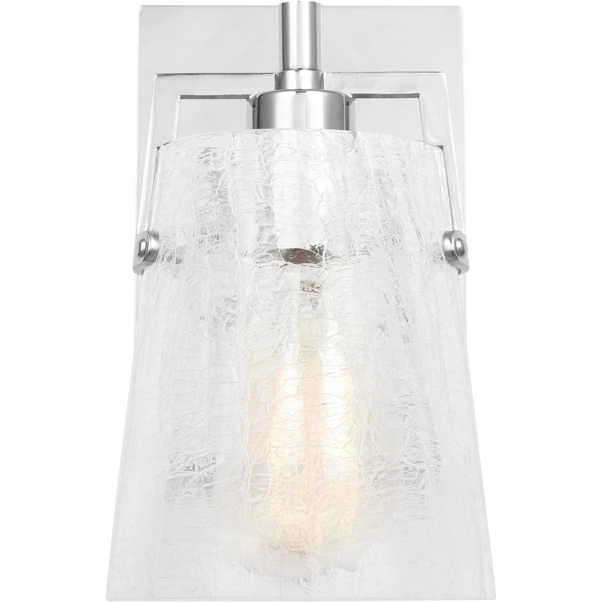 Drew & Jonathan Crofton 1 Light 5.25 inch Chrome Sconce Wall Light in Clear Crackle Glass, Small