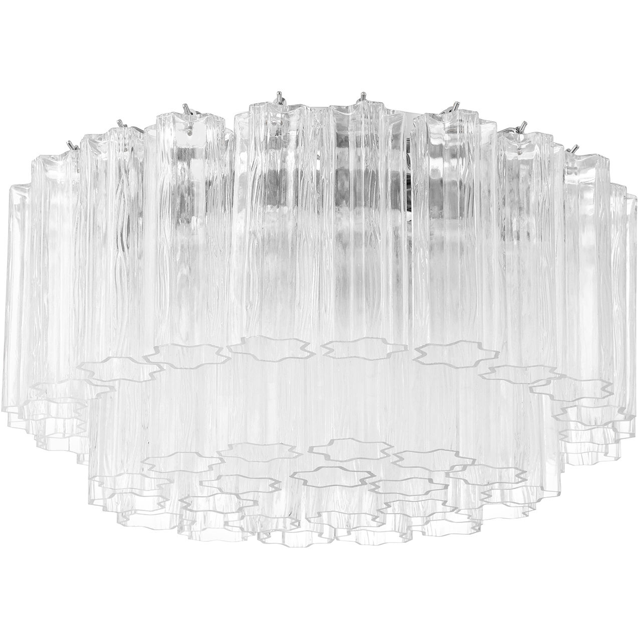 Addis 7 Light 22.25 inch Polished Chrome Flush Ceiling Light in Tronchi Glass Clear