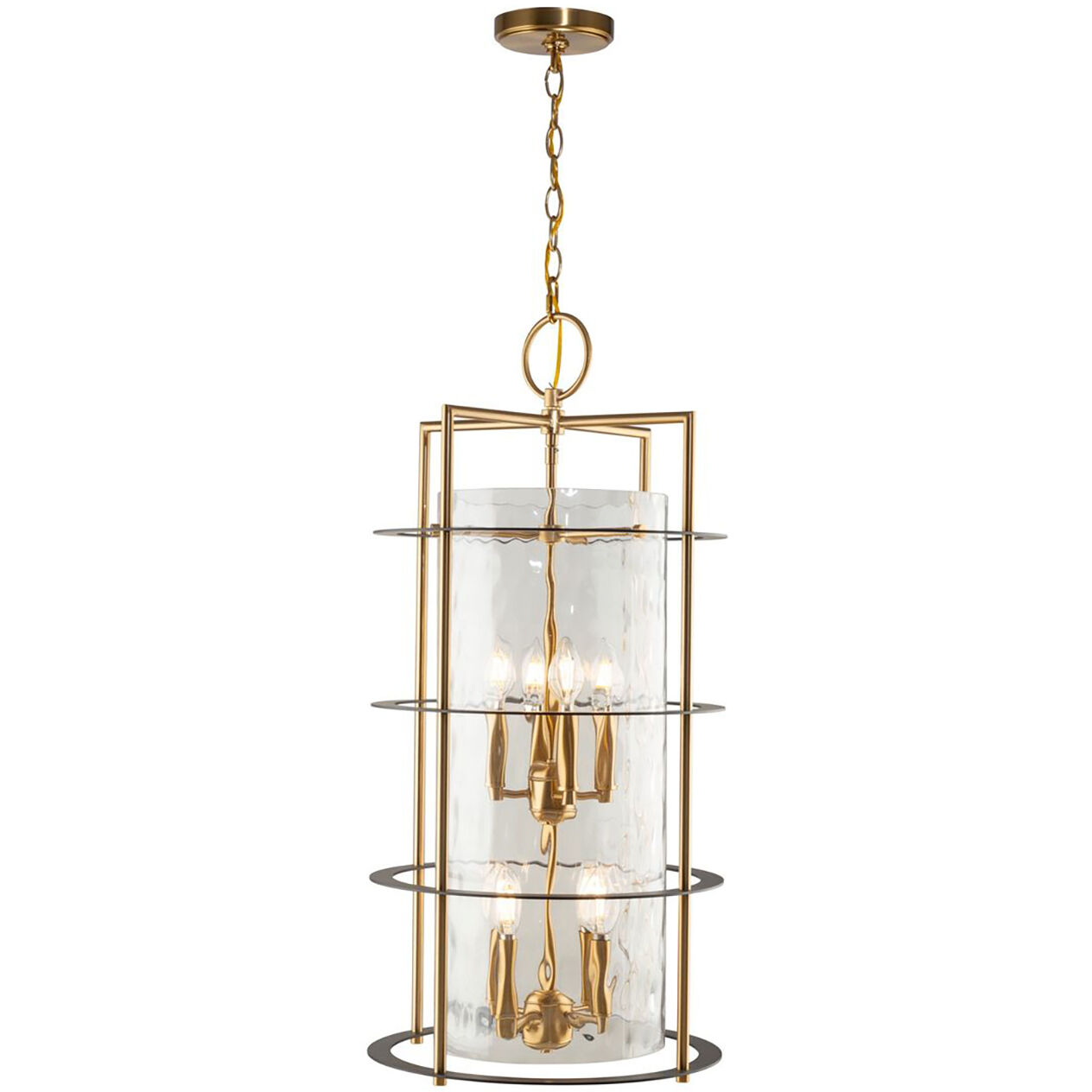 Burford LED 15 inch Brass and Black Chandelier Ceiling Light