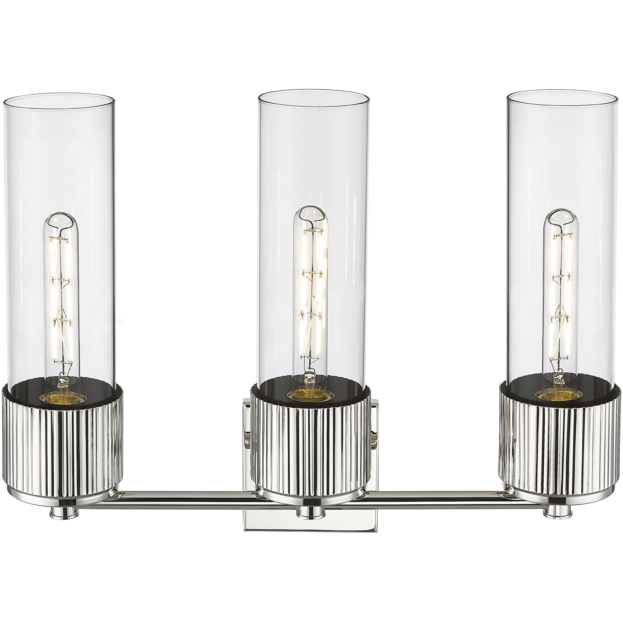 Bolivar 3 Light 20.5 inch Polished Nickel Bath Vanity Light Wall Light in Clear Glass