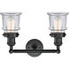Franklin Restoration Small Canton 2 Light 17 inch Matte Black Bath Vanity Light Wall Light in Clear Glass, Franklin Restoration