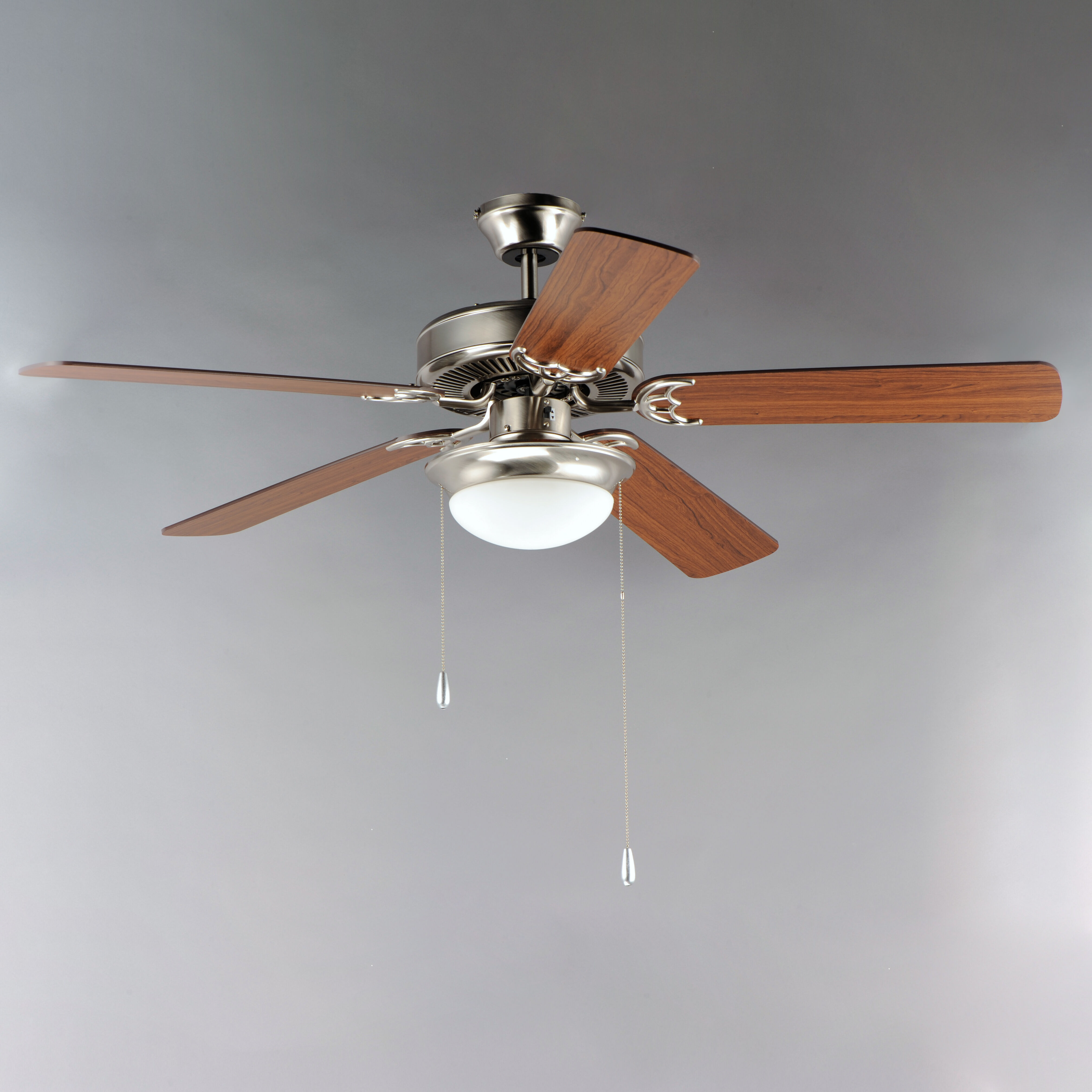 Basic-Max 52 inch Satin Nickel/Walnut/Pecan Indoor Ceiling Fan in Satin ...