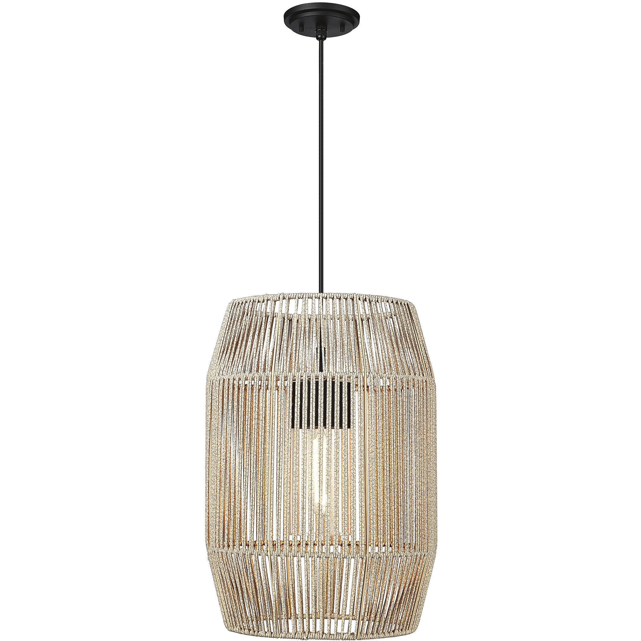 Seabrooke 1 Light 15 inch Natural Black Outdoor Pendant in Summer Sands