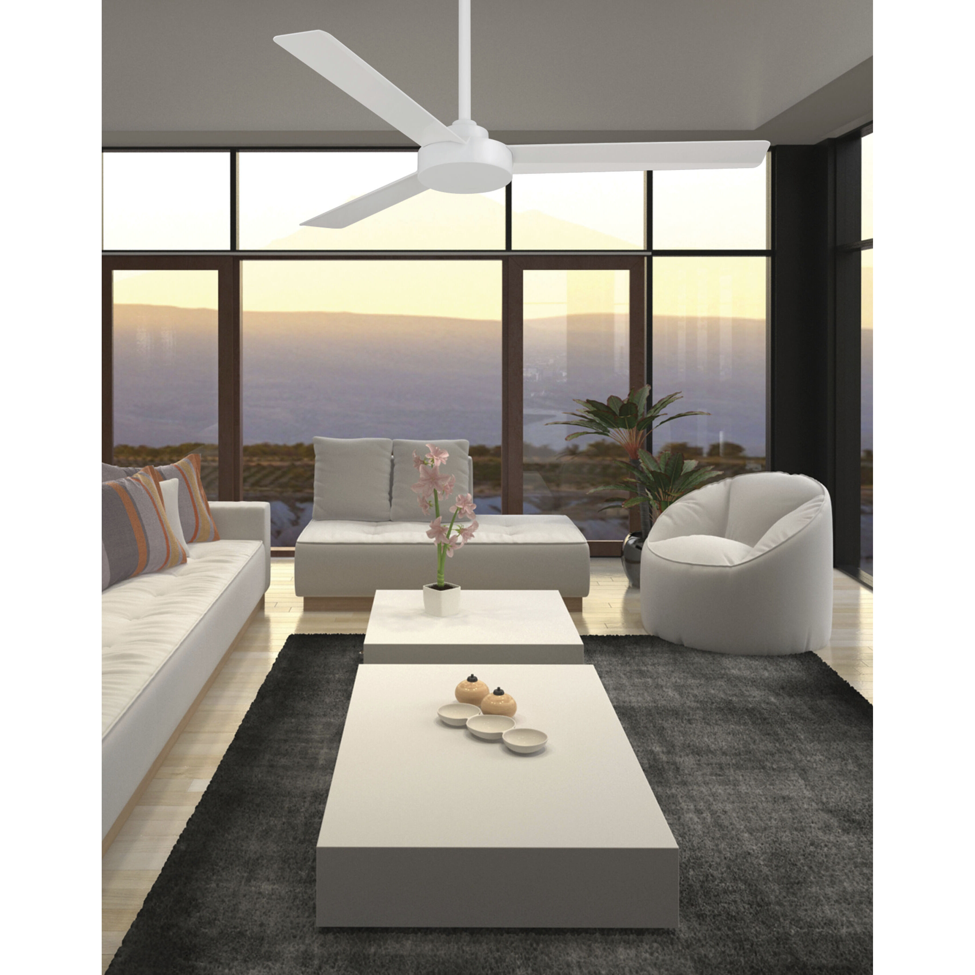 Roto 52 inch Flat White Ceiling Fan