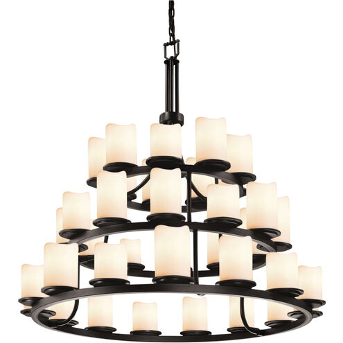 Candlearia 36 Light 42 inch Matte Black Chandelier Ceiling Light in Cream (CandleAria), Cylinder with Melted Rim, Incandescent