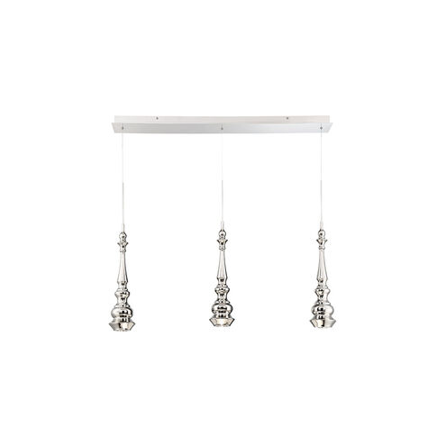 Hookah LED 6 inch Polished Nickel Chandelier Ceiling Light in 6in., Linear, 3