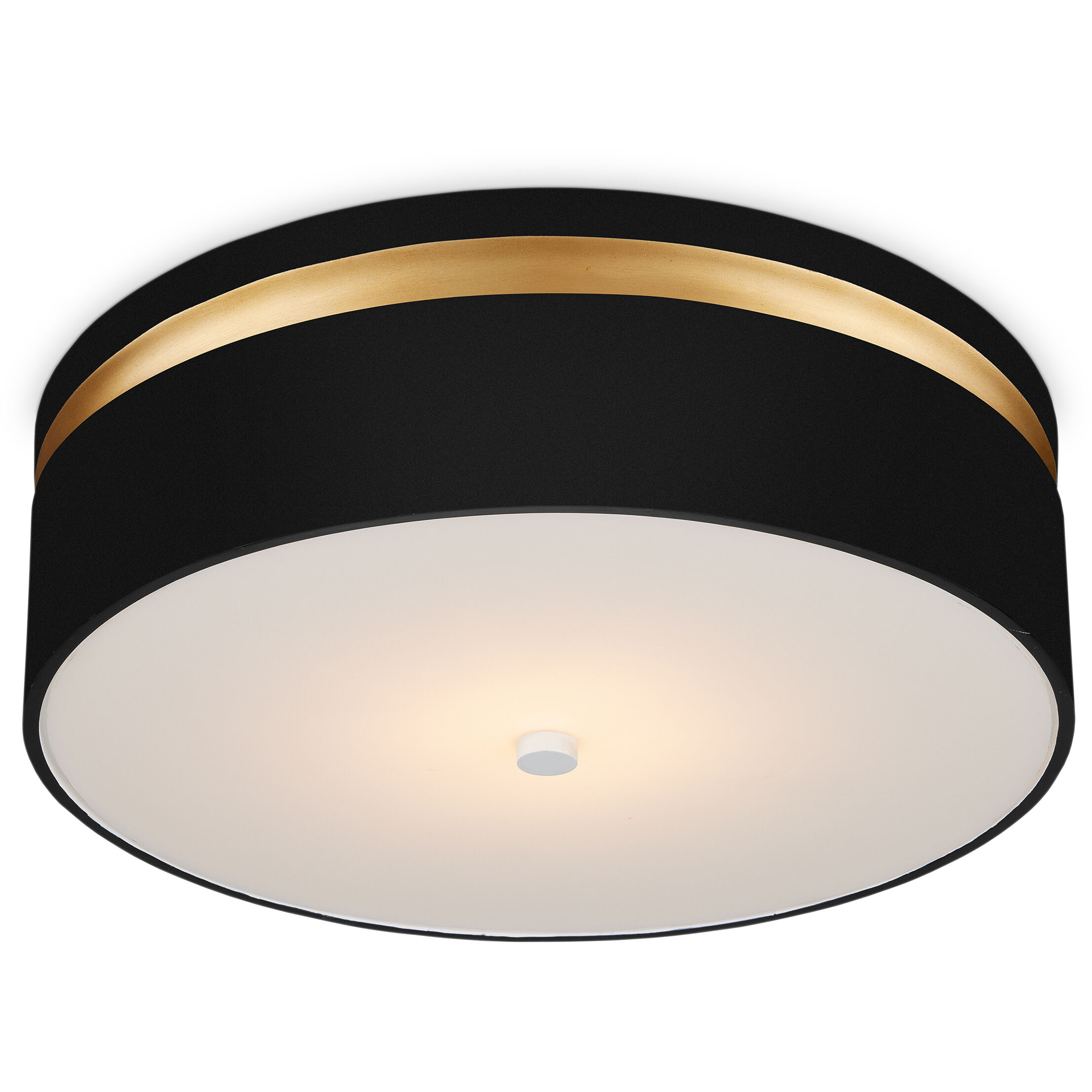 Serenity 1 Light 18.5 inch Satin Black and Contemporary Gold with White Flush Mount Ceiling Light