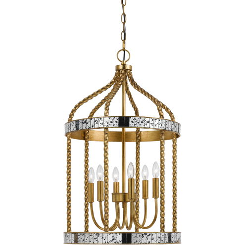 Glenwood 6 Light 16 inch French Gold and Antique Mirror Pendant Ceiling Light