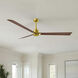 Atlas Alessandra 72 inch Brushed Brass with Walnut Tone Blades Ceiling Fan