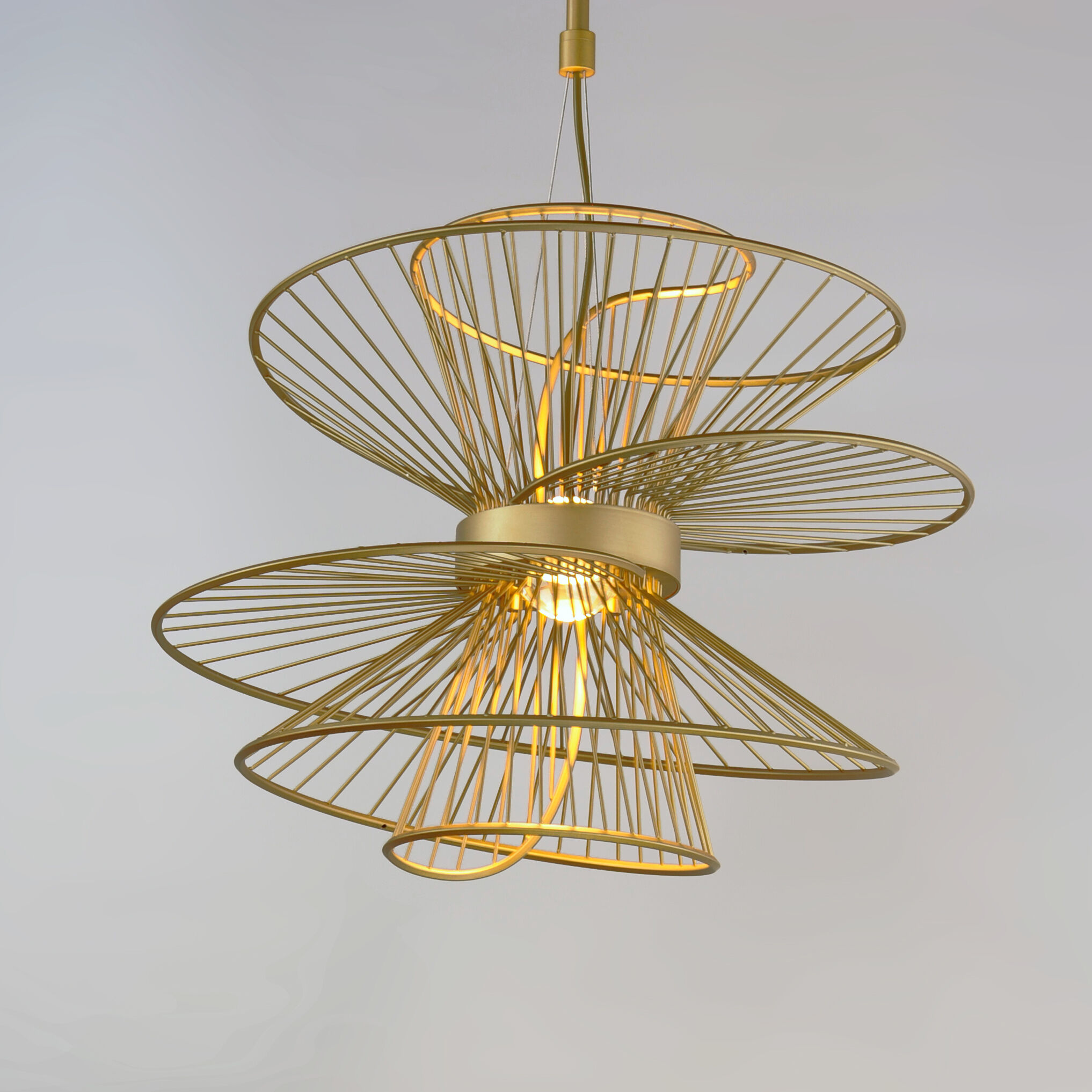 Zeta Suspension Pendant Ceiling Light in Natural Aged Brass