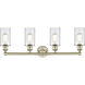 Clymer 4 Light 30.88 inch Antique Brass Bath Vanity Light Wall Light in Clear