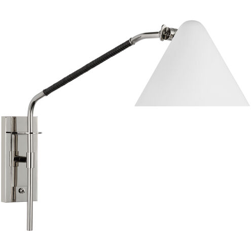 Amber Lewis Laken LED 8.5 inch Polished Nickel and Black Rattan Articulating Wall Light, Medium