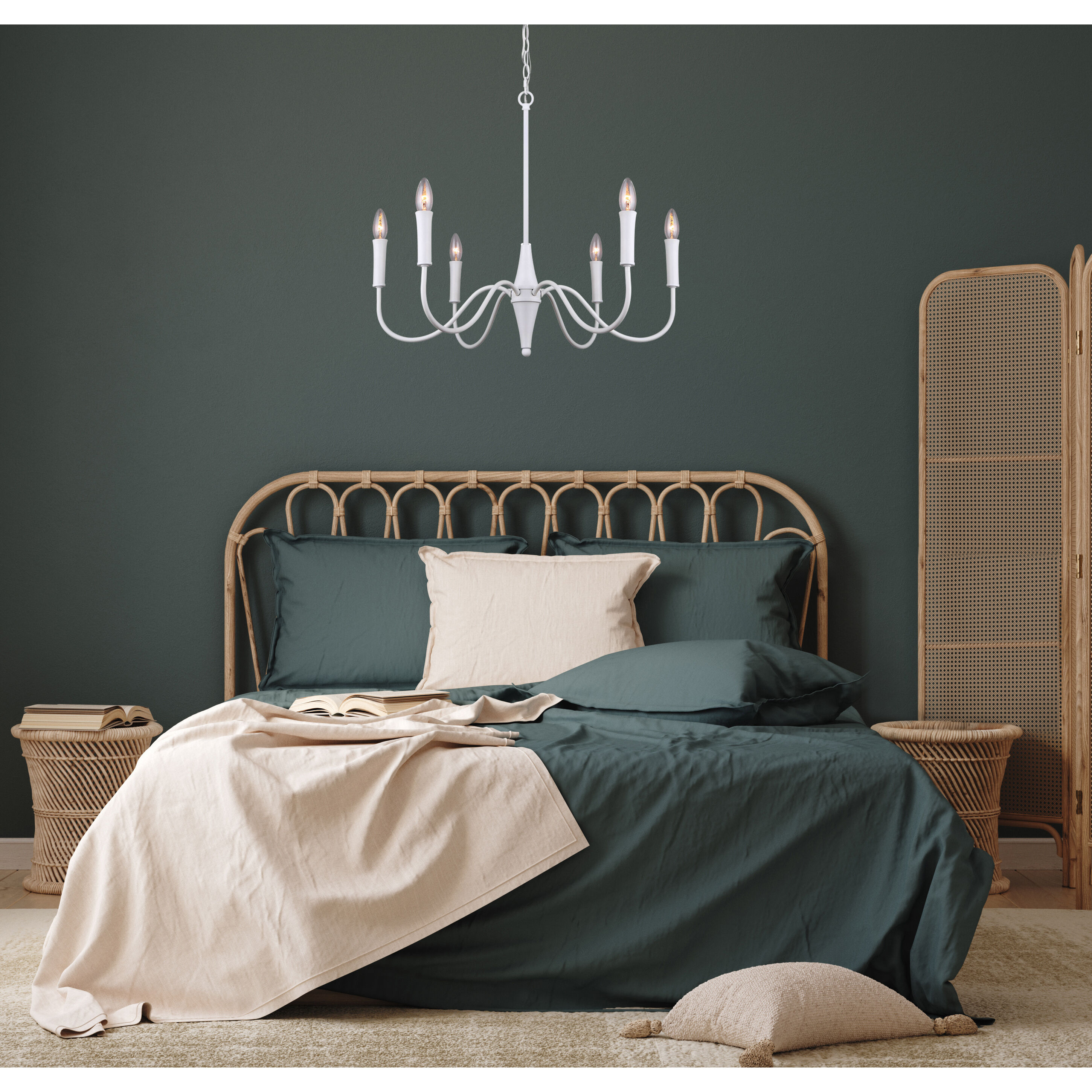 Brielle 6 Light 26 inch Matte White Chandelier Ceiling Light