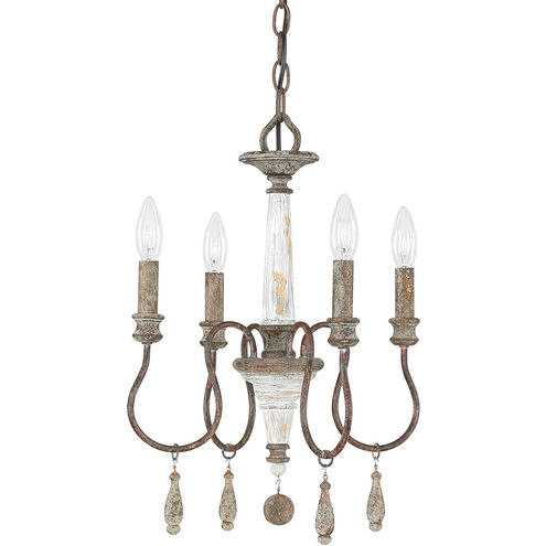 Zoe 4 Light 14 inch French Antique Chandelier Ceiling Light