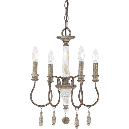 Zoe 4 Light 14 inch French Antique Chandelier Ceiling Light