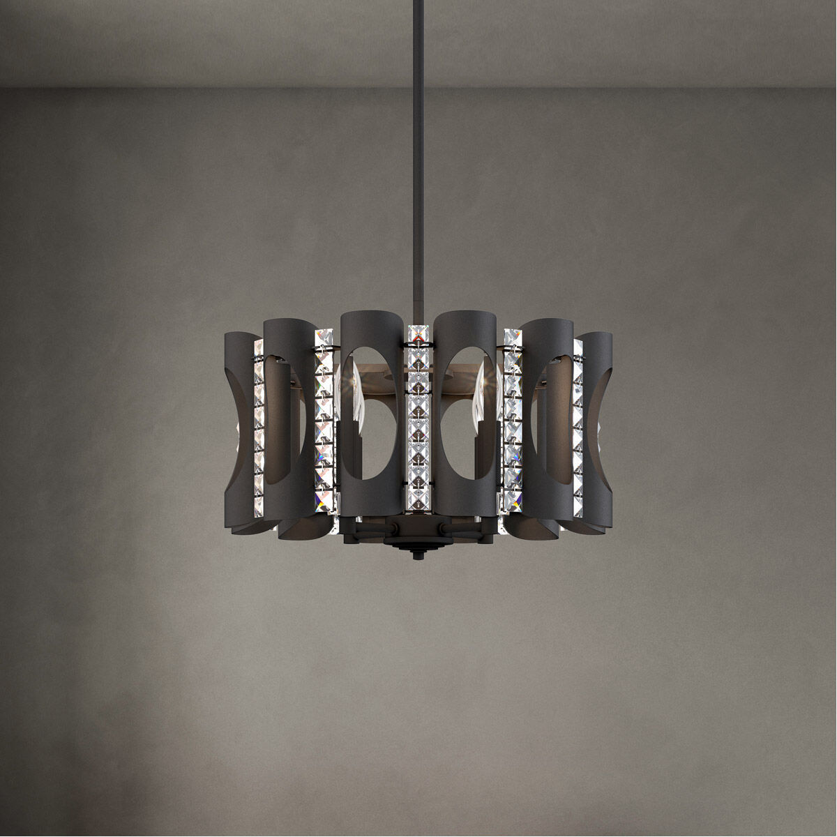 Twilight 4 Light Black Pendant Ceiling Light, Adjustable Height