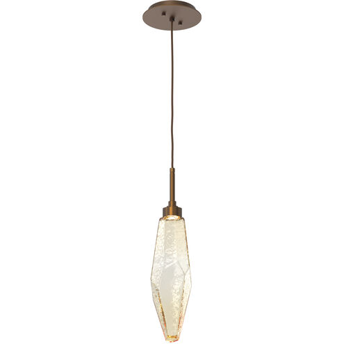 Rock Crystal LED 4.2 inch Flat Bronze Pendant Ceiling Light in 3000K LED, Chilled Amber