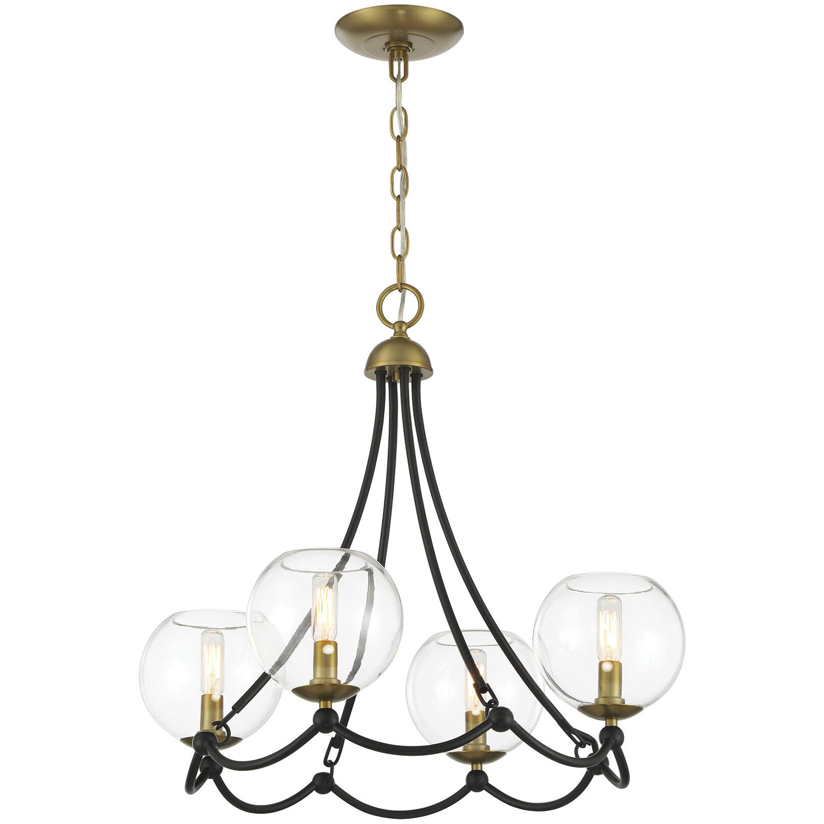 Vantage Kearney Park 4 Light 23 inch Coal and Soft Brass Chandelier Ceiling Light