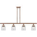 Ballston Small Bell 4 Light 48 inch Antique Copper Island Light Ceiling Light in Clear Glass