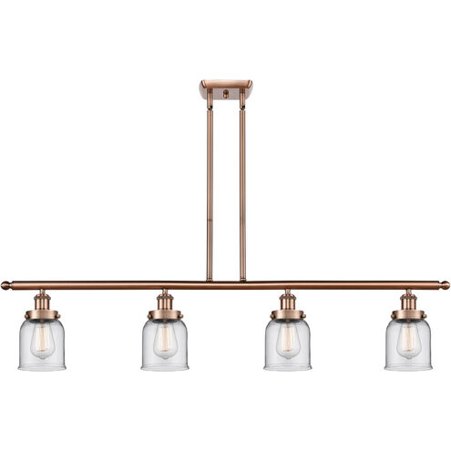 Ballston Small Bell 4 Light 48 inch Antique Copper Island Light Ceiling Light in Clear Glass
