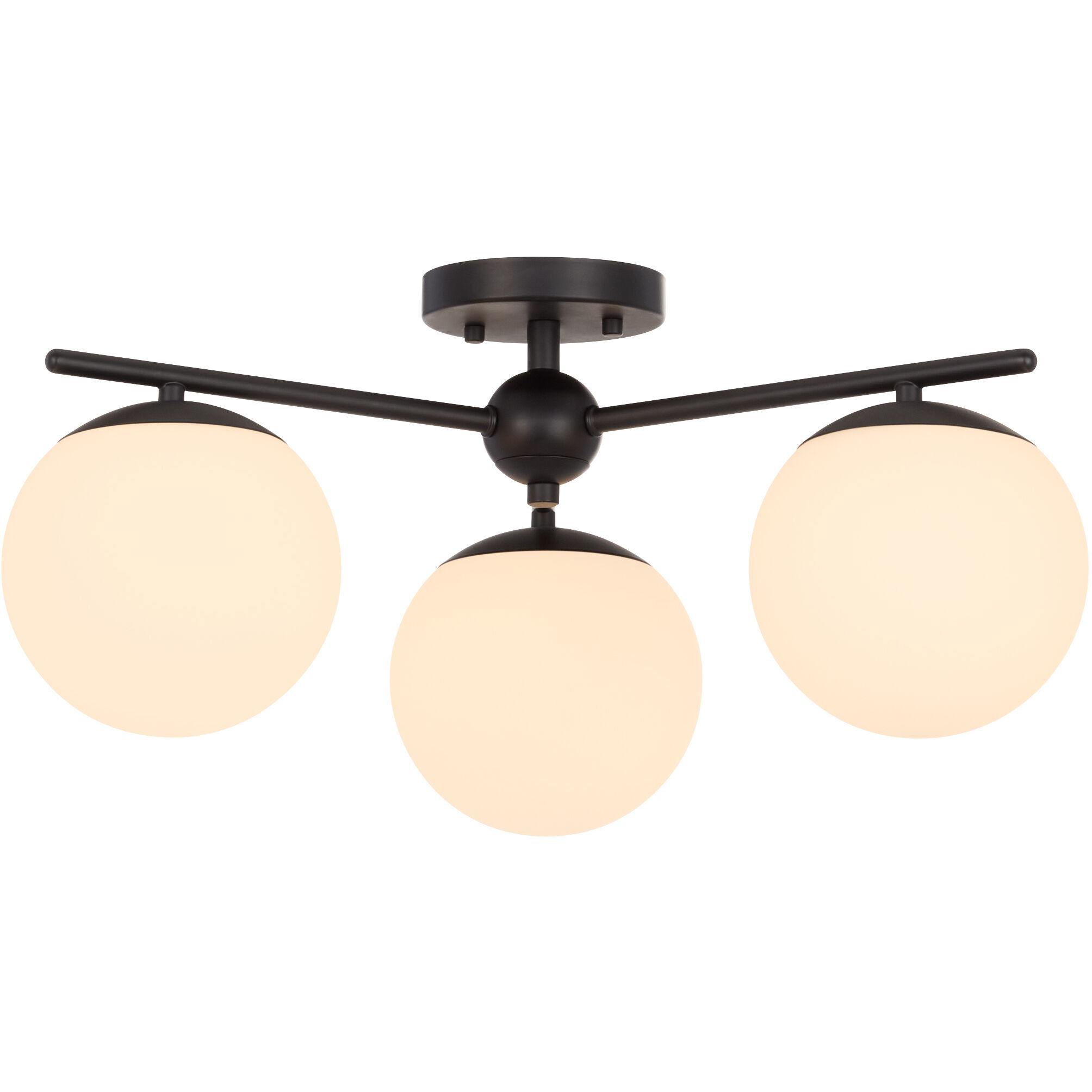 Jasper 3 Light 22 inch Matte Black Semi-Flush Mount Ceiling Light