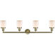 Franklin Restoration Small Bell LED 42 inch Antique Brass Bath Vanity Light Wall Light in Matte White Glass, Franklin Restoration