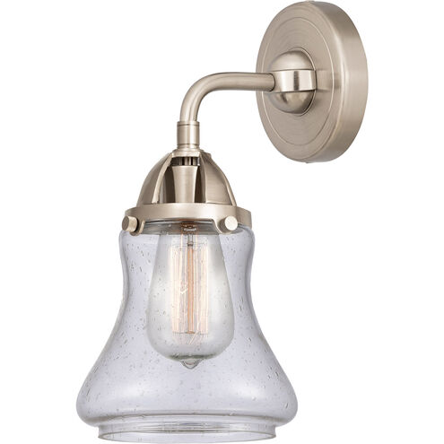 Nouveau 2 Bellmont LED 6 inch Brushed Satin Nickel Sconce Wall Light in Seedy Glass