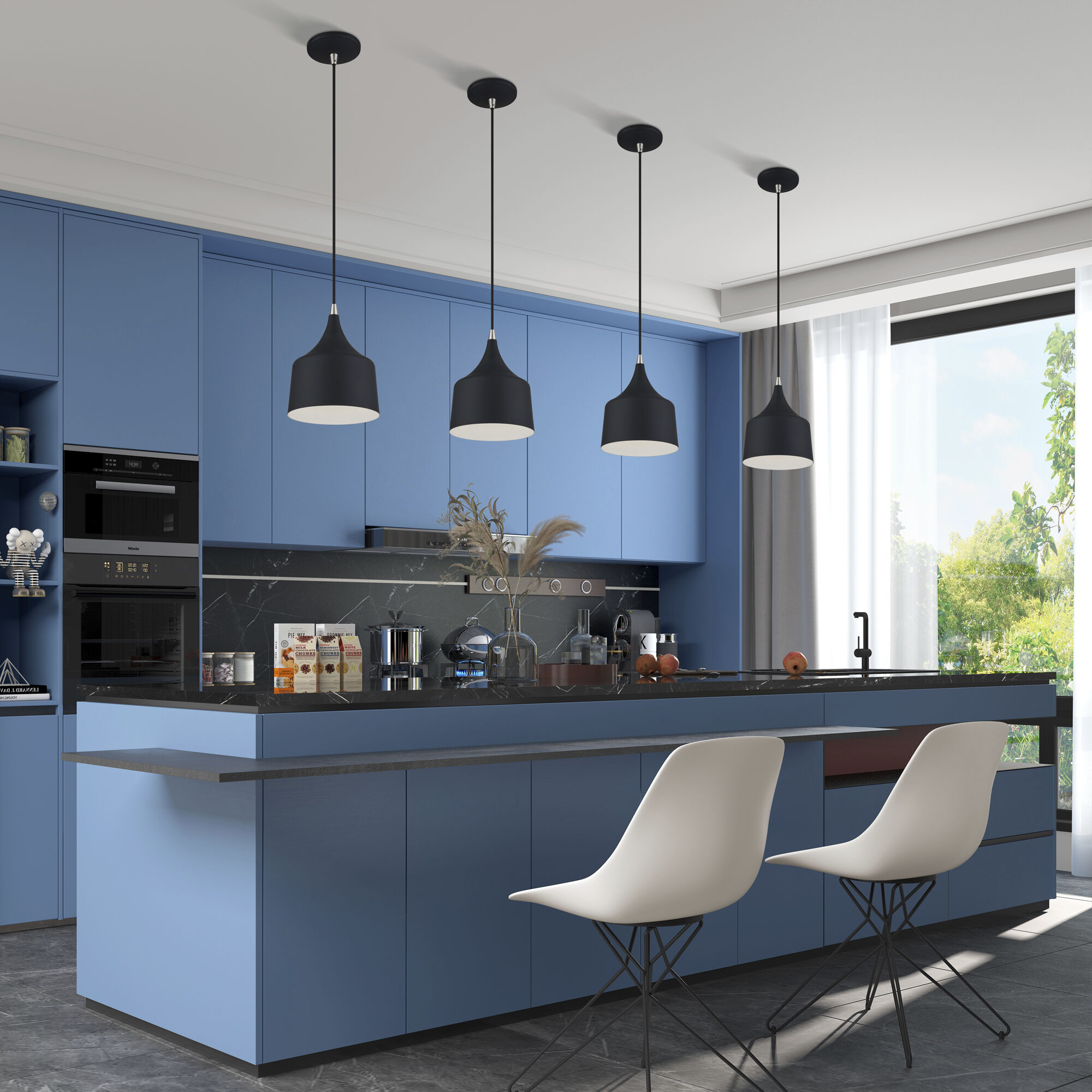 Bolita 8 inch Black with Brushed Nickel Accents Pendant Ceiling Light