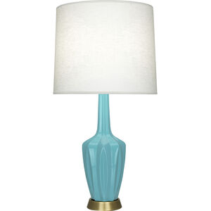 Emma 34.25 inch 150.00 watt Egg Blue Glazed Ceramic with Warm Brass Accents Table Lamp Portable Light