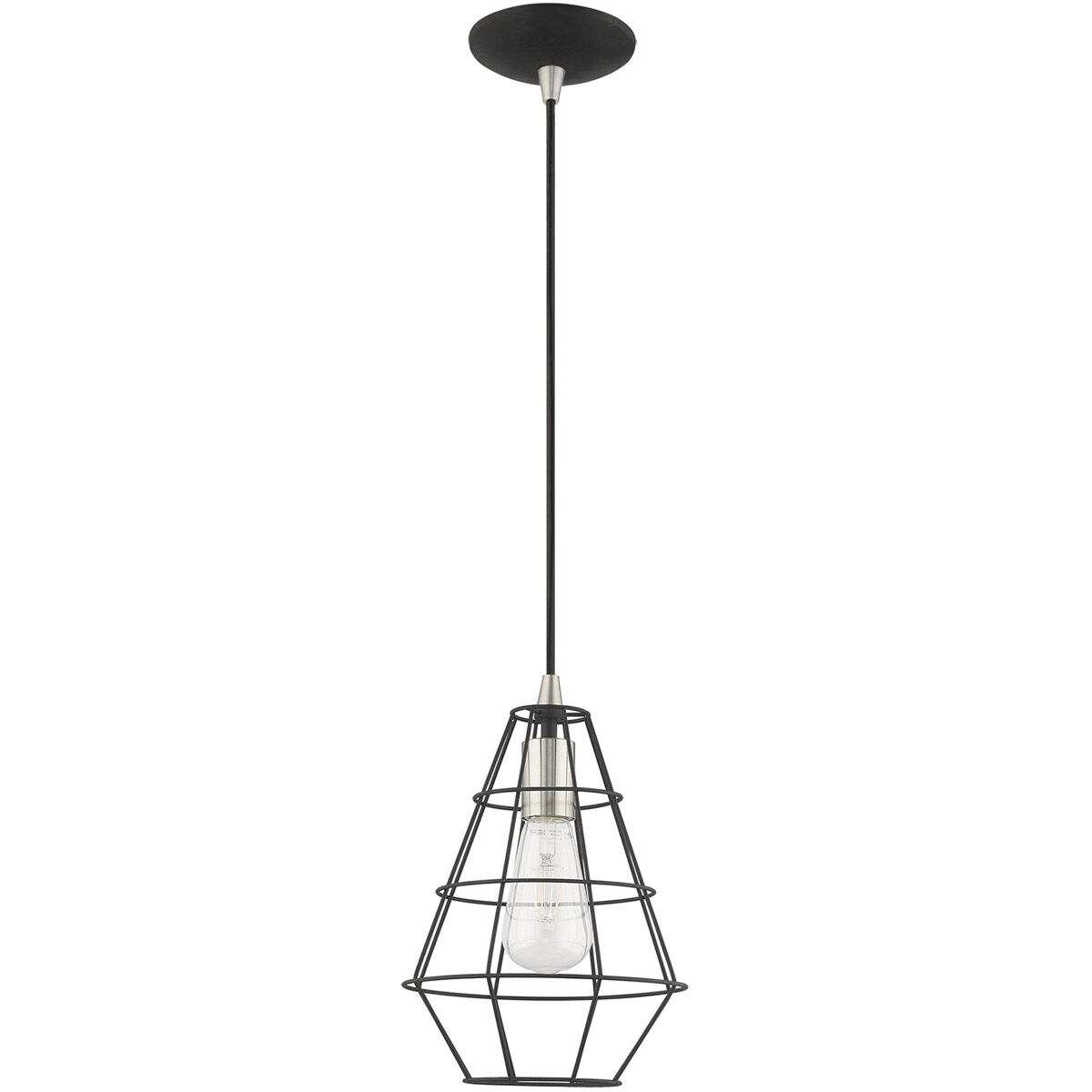 Geometric 1 Light 8 inch Black Mini Pendant Ceiling Light